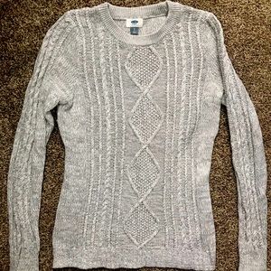Old Navy Crew Neck Cable Marled Gray Sweater